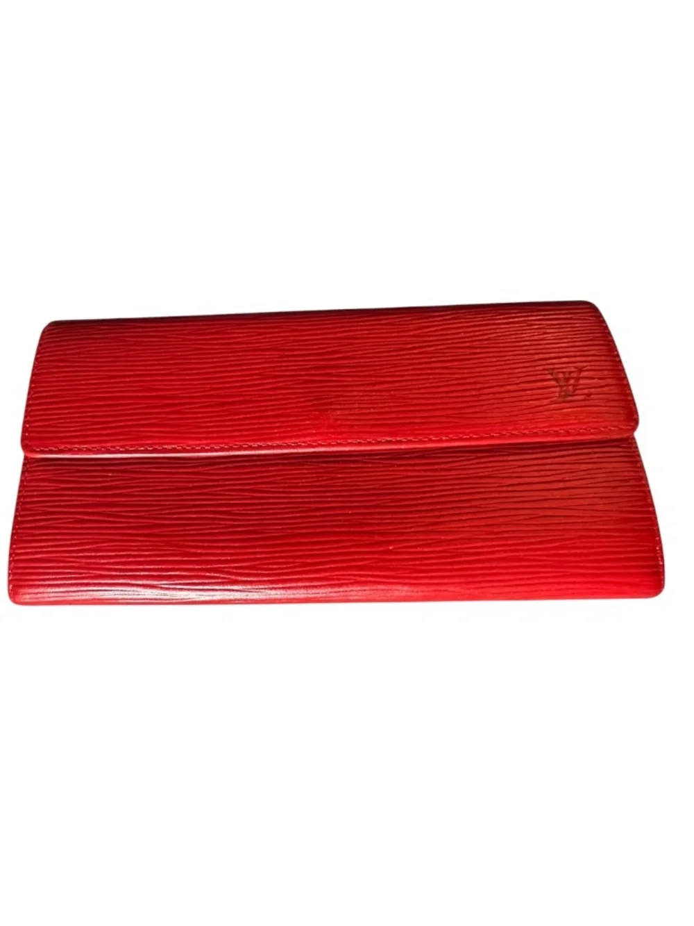 Authentic Vintage Louis Vuitton Red Epi Leather Sarah Long Wallet-Use